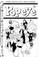 BYRNE, JOHN - Popeye Graphic Novel #2 cover, incredible image! Popeye and his entire cast of characters Comic Art