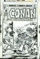 KANE, GIL / JOHN ROMITA SR (signed) - Conan #53 cover, Conan battles Blade Bros to the death! Comic Art