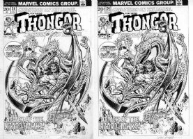 ROMITA SR, JOHN - Creatures On The Loose #24 cover + bonus cover, Thongor & gal vs monsters Comic Art