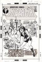 SEKOWSKY, MIKE / GIORDANO - Adventure Comics #404 cover, Supergirl vs 1st Starfire & her girl mods 1970 Comic Art