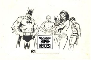 ADAMS, NEALS - Batman Family + Wonder Woman & Aquaman LRG Poster / Ad art World's Greatest Super-Heroes 1977 Comic Art