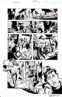 GIBBONS, DAVE & GARCIA LOPEZ - DCU Legacies #3 pg, policeman John Jones (Martian Manhunter) joins a raid, criminal unmasked ala Rorschach 2010 Comic Art