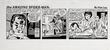 KIDA, FRED / JOHN ROMITA SR - Amazing Spiderman daily 9/21 1983, Parker close-up + Mobster w/ curley-haired masseuse  Comic Art