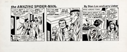 LIEBER, LARRY / JOHN ROMITA SR finishes - STAN LEE's Spider-Man daily 1/21 1981 - Peter & Mary Jane New Year coffee + JJJ Comic Art