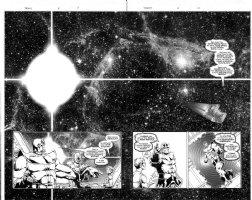  STARLIN, JIM - Thanos #6 double spread pgs 9 & 10, Thanos & Pip  Comic Art