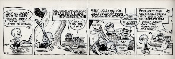 KELLY, WALT - Pogo daily 6-3 1955, Pogo, the hero, rushes in to save a script from P. T. Bridgeport and Tammany Tiger Comic Art