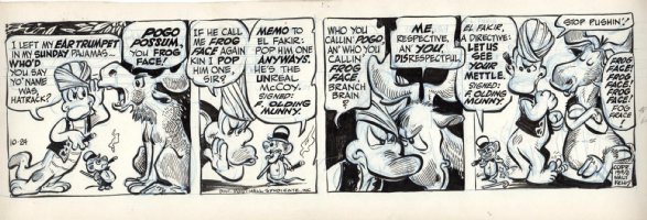 KELLY, WALT - Pogo daily, Albert as El-Fakir vs Moose, 10/24 1952 Comic Art