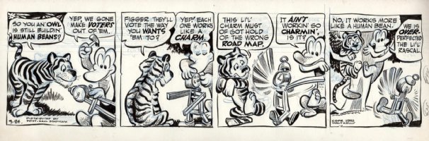 KELLY, WALT - Pogo daily, Albert & Tiger build human-being voter, 3/24 1952 Comic Art