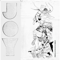 JURGENS, DAN / GIORDANO - DC Office X-mas card artwork, Superman, Batman, Wonder Woman, Lobo 1991 Comic Art