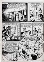 BAKER, MATT - Bomber Comics #5 ? large pg 8, Wonder Boy beats crooked lawyer 1946 Comic Art